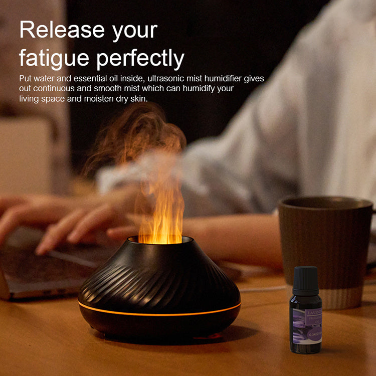 Newest RGB Flame Aroma Diffuser – 130ML 3D Colorful Flame Humidifier & Fire Volcano Diffuser