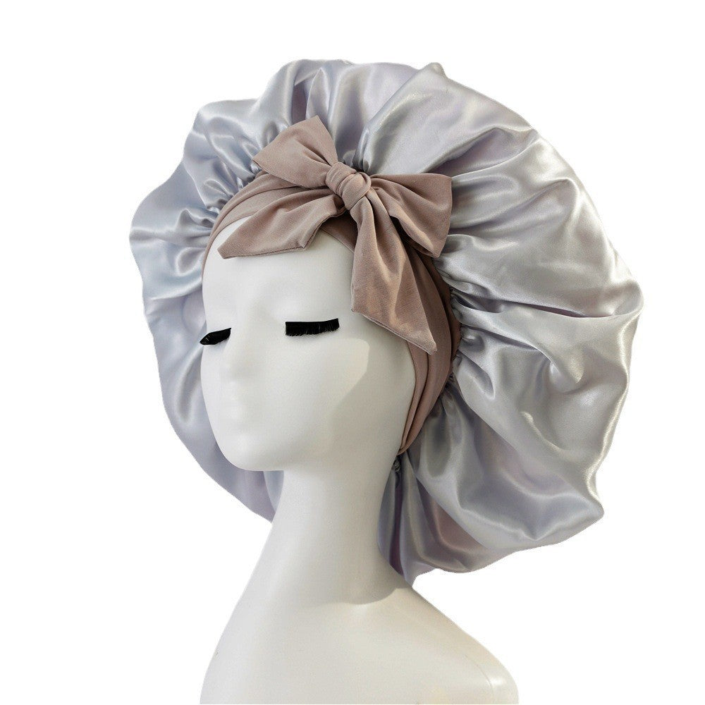 Silk Satin Bonnet for Sleeping – Adjustable Night Cap with Tie Band for Curly Hair Protection