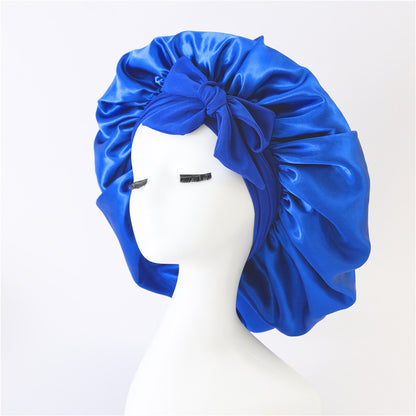 Silk Satin Bonnet for Sleeping – Adjustable Night Cap with Tie Band for Curly Hair Protection