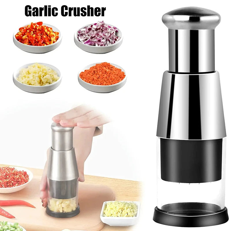 Garlic Crusher & Onion Chopper – Manual Vegetable Chopper & Garlic Press Squeezer Kitchen Gadget