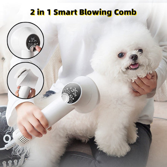 Smart Pet Hair Dryer & Grooming Comb – Silent, Safe & Efficient for Dogs & Cats