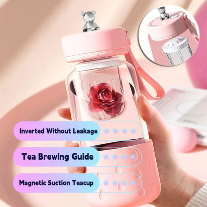 Magnetic Tea Water Separation Glass Cup – Sealed Infuser Tumbler with Leak-Proof Tea Filter