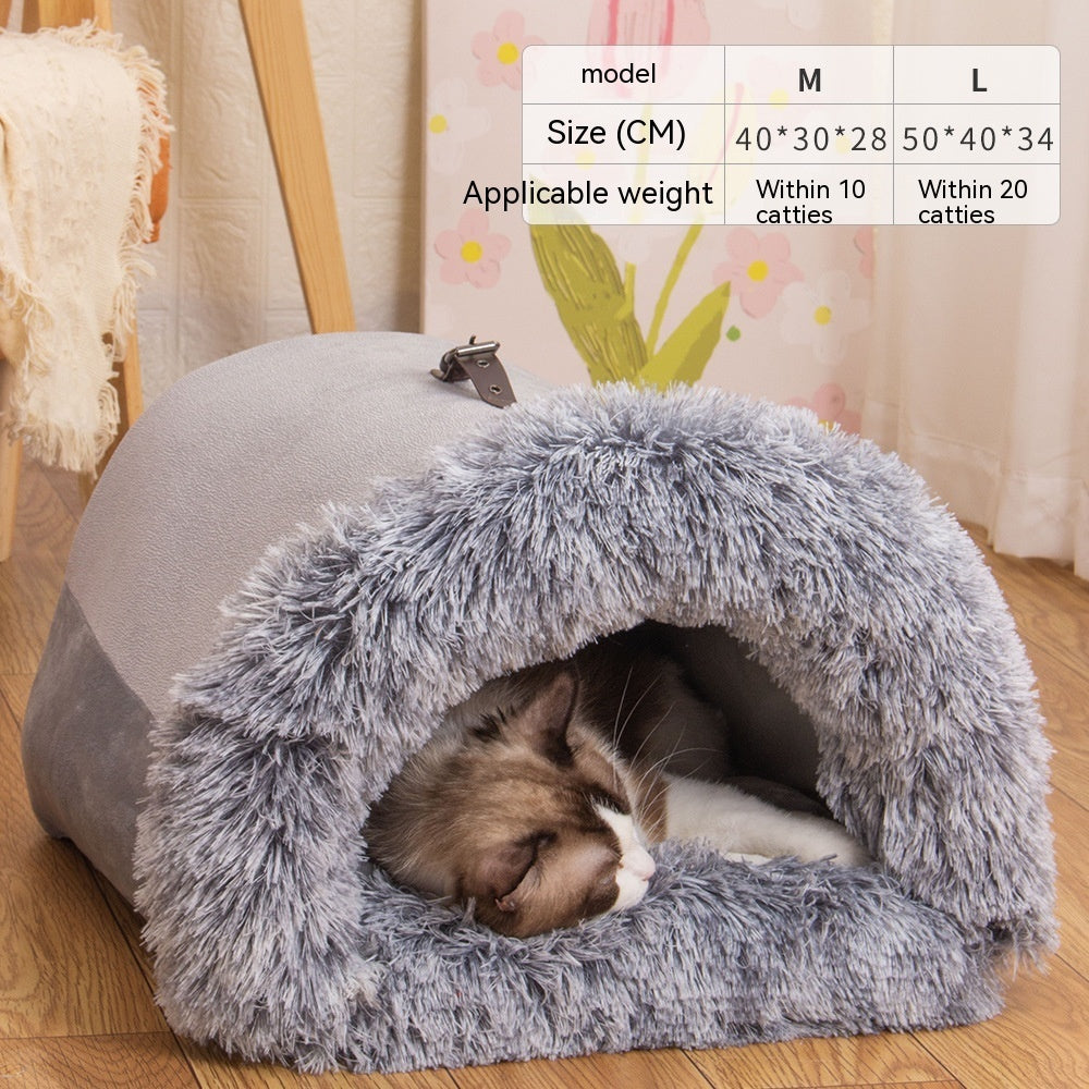 Portable Splice Pet Nest – Warm & Moisture-Proof Dog Bed for Autumn & Winter, Long Fur Cat Nest