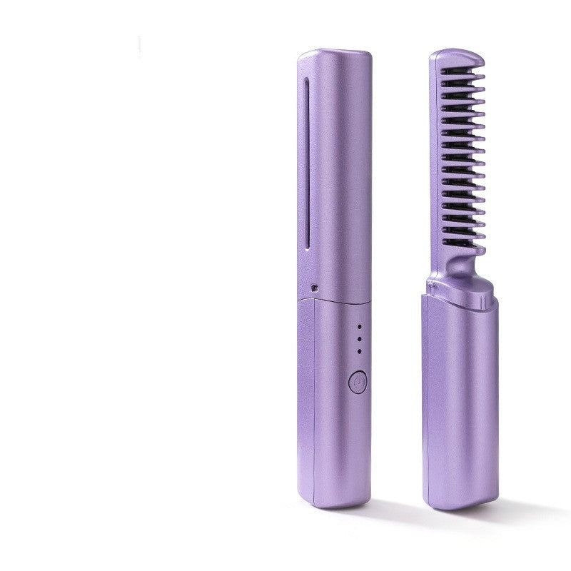 Portable Wireless Hair Straightener & Curler – Fast Heating Ionic Styling Brush