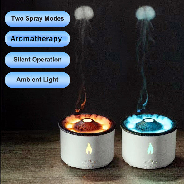 Ultrasonic Volcano Essential Oil Diffuser | Jellyfish & Flame Effect Humidifier | Aromatherapy & Air Purifier