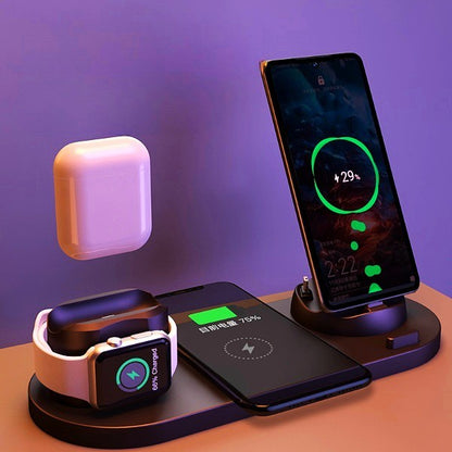 6-in-1 Fast Wireless Charging Station for iPhone, Watch & More – Fast Charger Pad & Dock